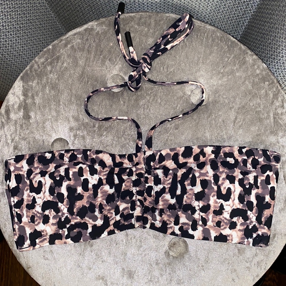 Red Carter Leopard Bandeau Bikini Top Size Small